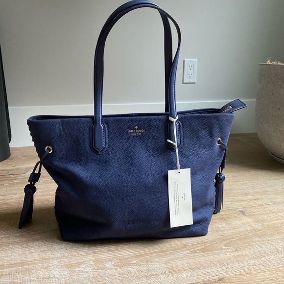 kate spade Handbags - Kate Spade Blue Leather Tote Bag